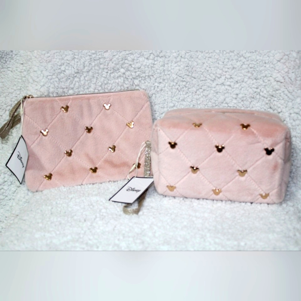 Disney Mickey Mouse Faux Fur Makeup Bag & Wrislet